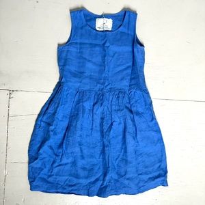 Not Perfect Linen Midi Smock blue dress